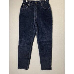 Bovines Pants Womens Sz 12 Black Genuine Suede Leather Jean Y2K  #9604
